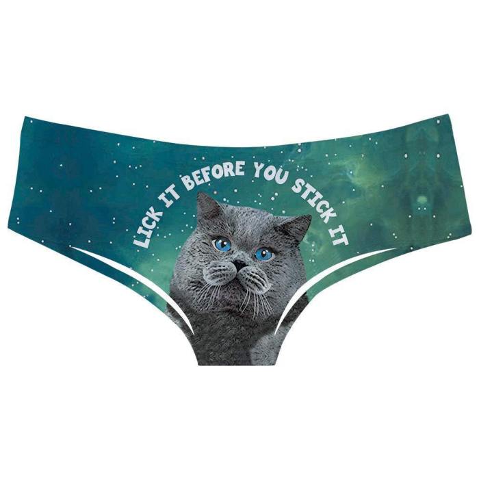 Womens Funny Cat Pattern Underwears Panty Beathable Moisture Wicking Lingerie Briefs