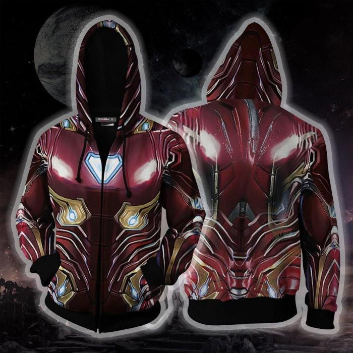 Avengers: Endgame Tony Stark Hoodie Cosplay Costume Iron Man Sweatshirts Jacket Coat