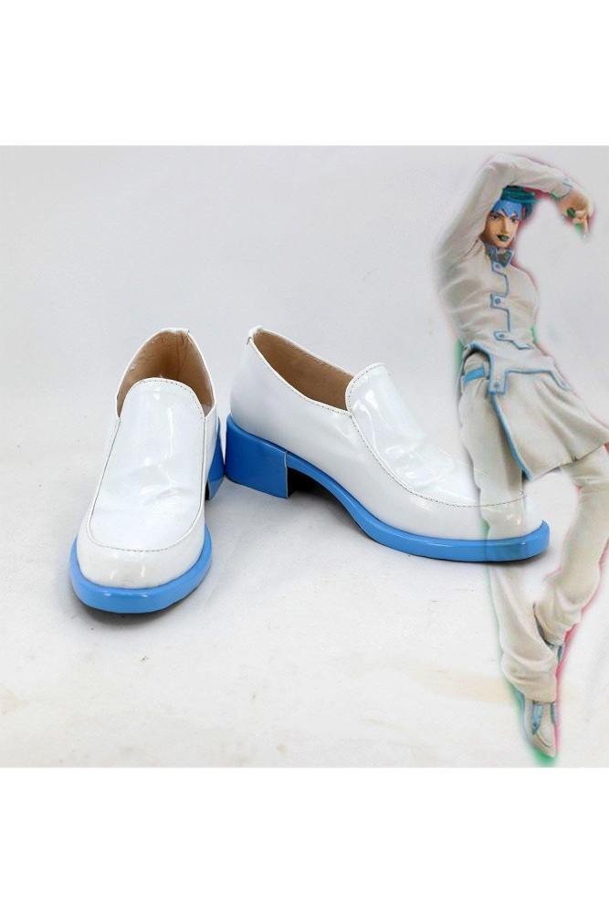 Jojo‘S Bizarre Adventure Rohan Kishibe White Pu Leather Shoes Halloween Carnival Cosplay Shoes