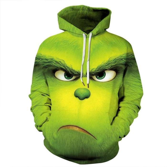Mingotor Men'S Ladies Green 3D Hoodie How The Grinch Stole Movie Christmas Hooded Jacket
