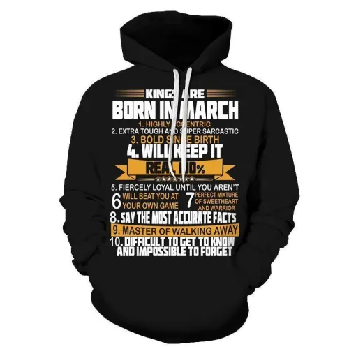Guys Born In March Personality 3D - Sweatshirt, Hoodie, Pullover