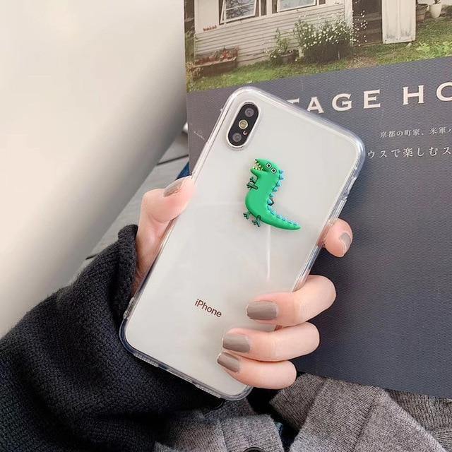 3D Cute Minimalist Dinosaur Egg Transparent Phone Case