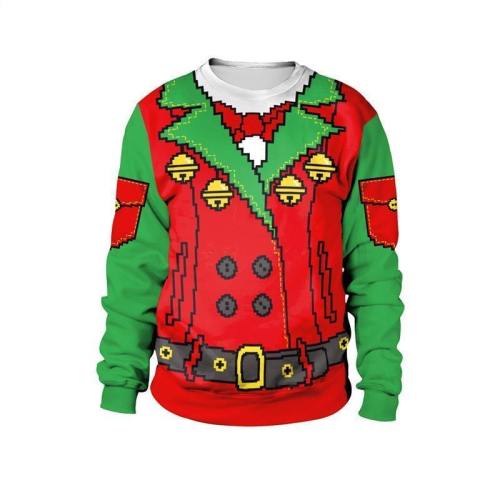 Womens Green Red Pullover Sweatshirt 3D Graphic  Merry Christmas Pattern