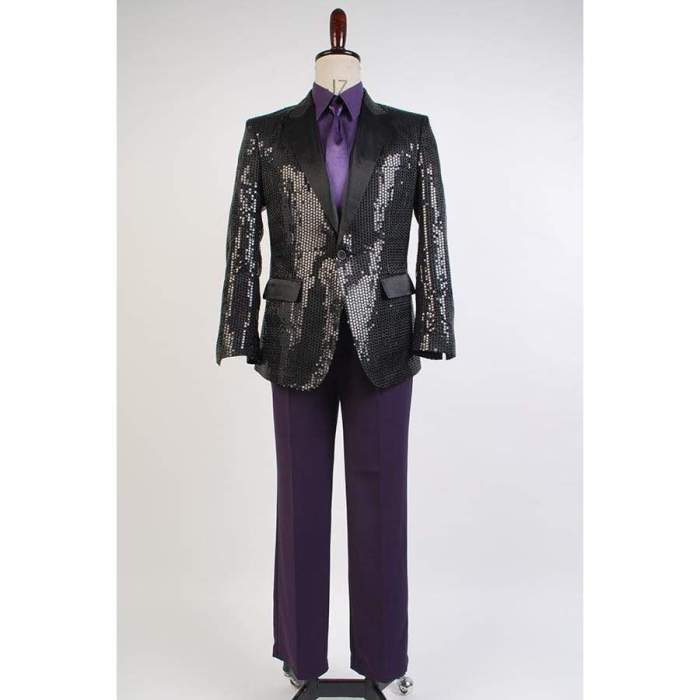 Daft Punk Sparking Black Sequin Performance Outfits Robot Cosplay Costume Purple Version