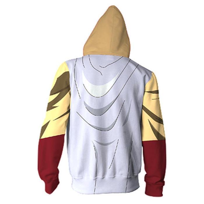 Unisex Saitama Sensei Hoodies One Punch Man Zip Up 3D Print Jacket Sweatshirt