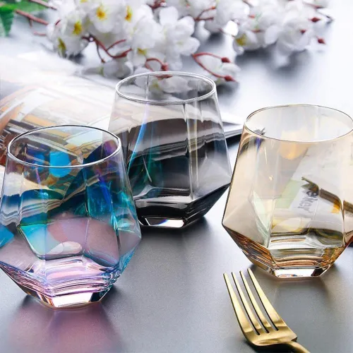 Hexagonal Diamond Cut Crystal Glass