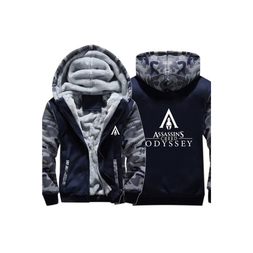 Teen Thick Winter Hoodie Assassin'S Creed Odyssey Camouflage Zip Up Sweatshirt