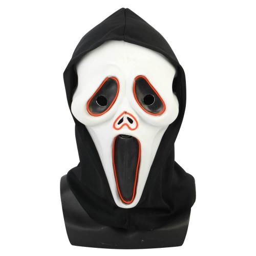 Halloween Ghost Face Mask Costume Luminous Scream Adult Scary Horror Led Mask Masquerade Costume Prop