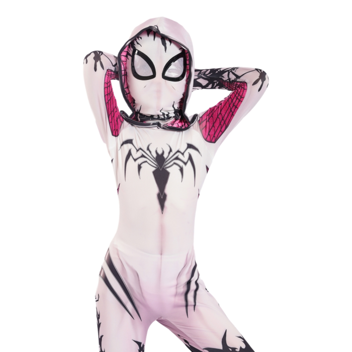 Kids Spider Girls Gwen Stacy Cosplay Costume Halloween Zentai Jumpsuit