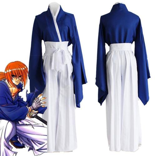 Anime Rurouni Kenshin Himura Kenshin Blue Kendo Kimono Cosplay Costume