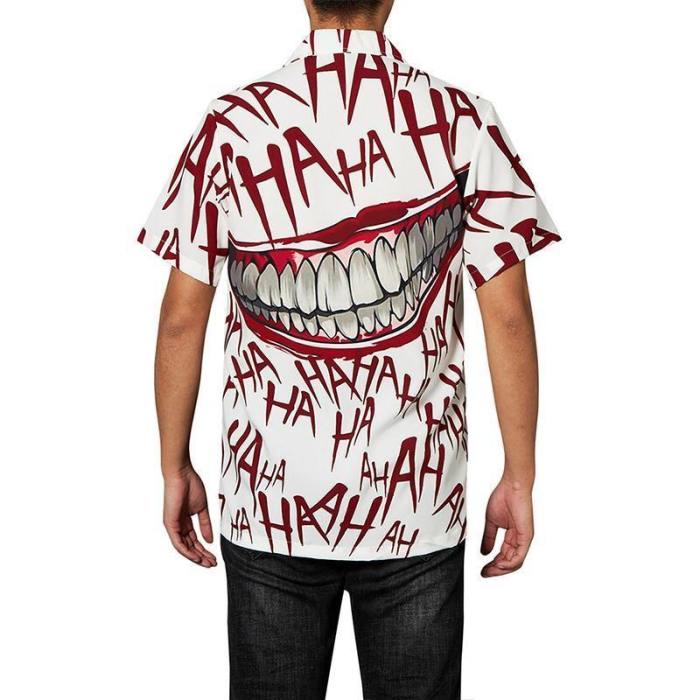 Men'S Hawaiian Shirts Haha Joker Smile Laugh Printed