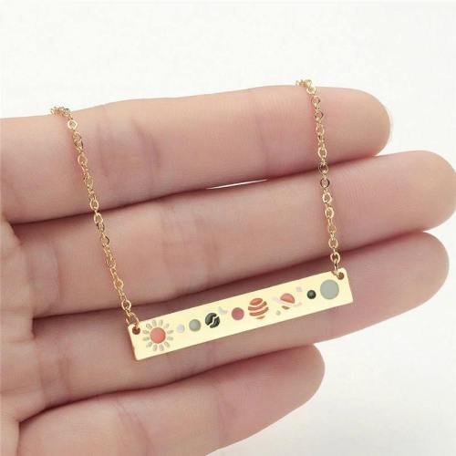 Dainty Solar System Bar Necklace And Bracelet