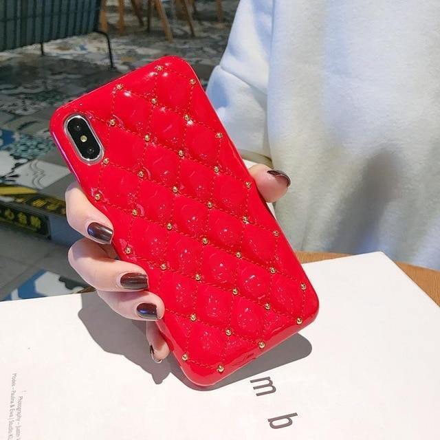 Luxury Quilted And Bejewelled Leather Bling Phone Case