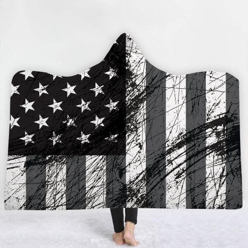 Exclusive: Vintage Patriotic Usa Flag Version 2 Hooded Blanket
