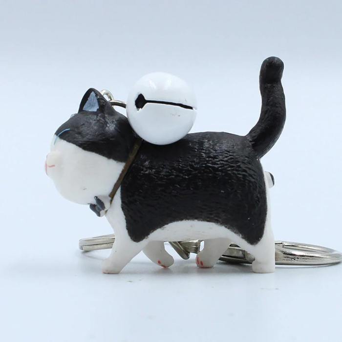 Adorable Cartoon Cat With Bell Keychain