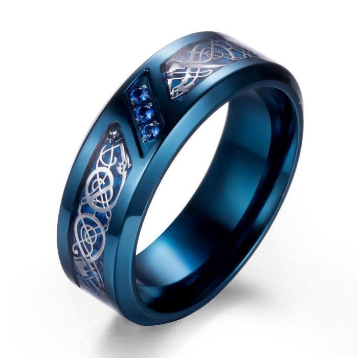 Blue Celtic Dragon Ring