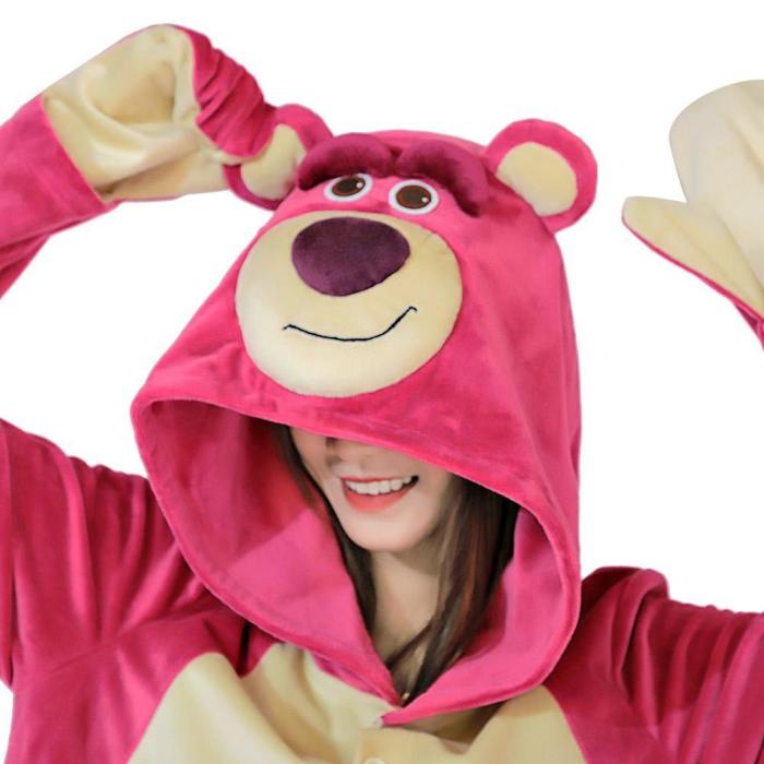 Toy Story 3-Lotso Strawberry Bear Onesies Pajama Men Women Sleepwear Pyjamas Christmas Halloween Costume Cosplay Costume