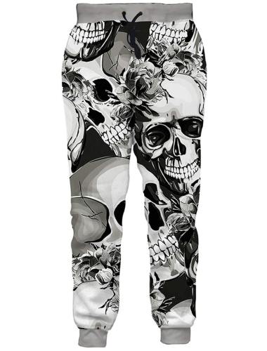 Mens Jogger Pants 3D Printing Smile Skull Pattern Trouser