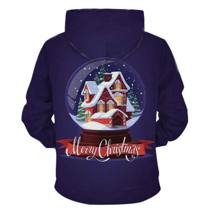 Mens Hoodies 3D Graphic Printed Christmas House Pullover