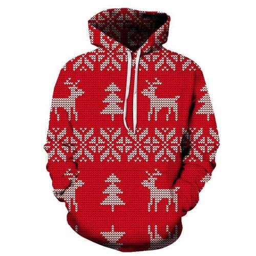 Red 3D Christmas Hoodie - Sweatshirt, Hoodie, Pullover