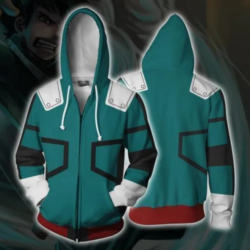 My Hero Academia Hoodies Izuku Midoriya Boku No Hero Academia Deku Zip Up Hoodie