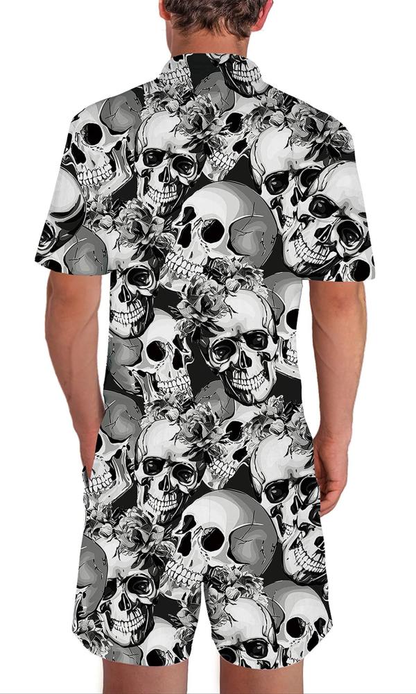 Men'S Rompers Skeleton Skull Jumpsuit