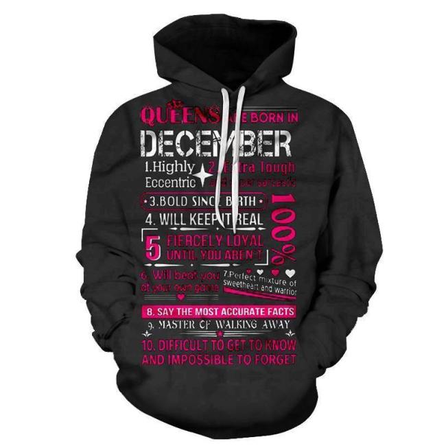 Queens Are Born In December 3D - Sweatshirt, Hoodie, Pullover