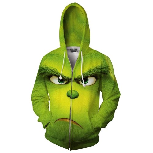 Grinch Hoodie - The Grinch Zip Up Hooded Sweatshirt