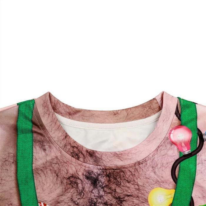 Mens Pullover Sweatshirt 3D Graphic Printing Christmas Chest Hair Pattern