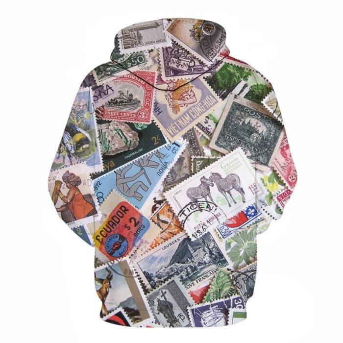 Stamps All-Over 3D Hoodie Sweatshirt Pullover