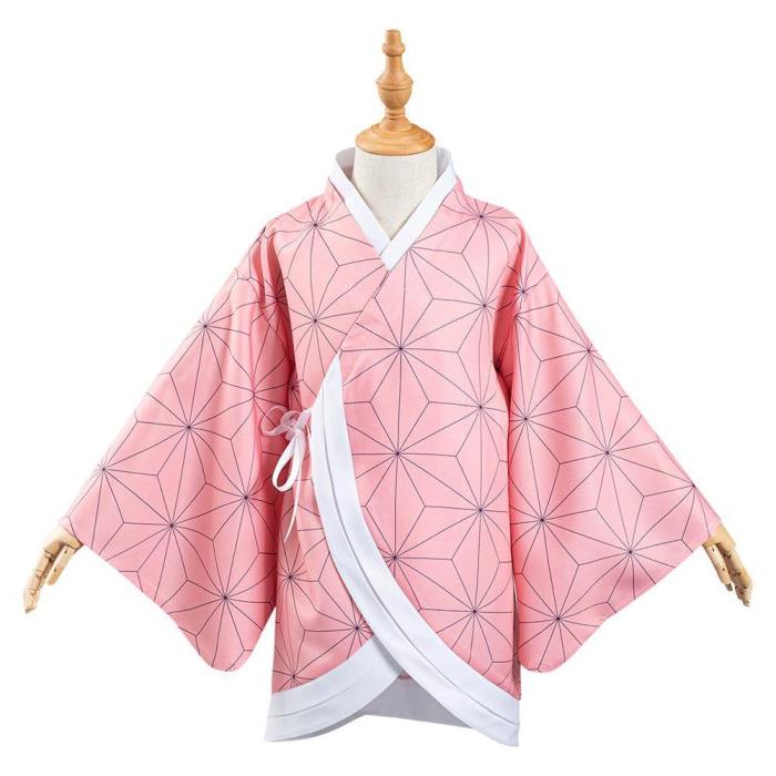 Demon Slayer: Kimetsu No Yaiba Kamado Nezuko Kids Children Kimono Coat Cosplay Costume