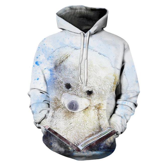 Teddy Bear Reading 3D - Sweatshirt, Hoodie, Pullover