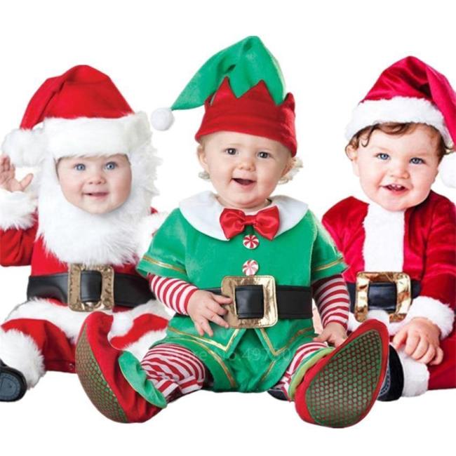 Christmas Cosplay Santa Claus Costumes New Year Elf Party Boys Girls Performance Clothing With Hat