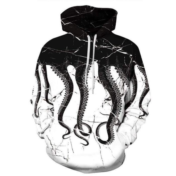 3D Print Hoodie - Cracked Octopus Pullover Hoodie