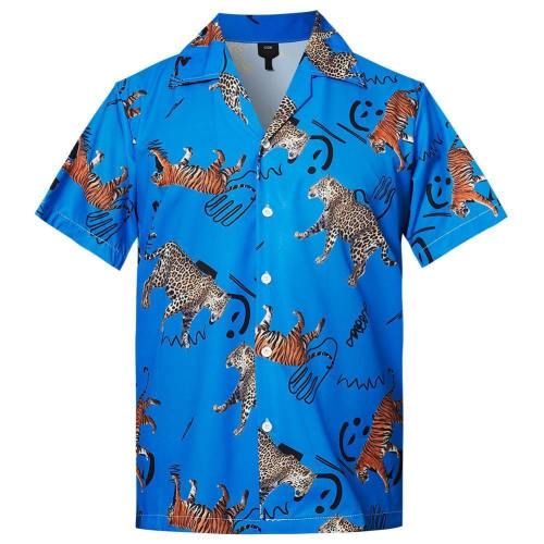 Men'S Hawaiian Shirt Leopard Tiger Printing