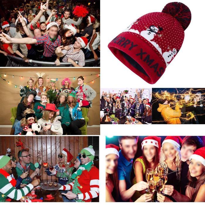 Funny Party Hat Merry Xmas Beanie Cap Christmas Sweater Ugly Holiday Hats Xmas Gift