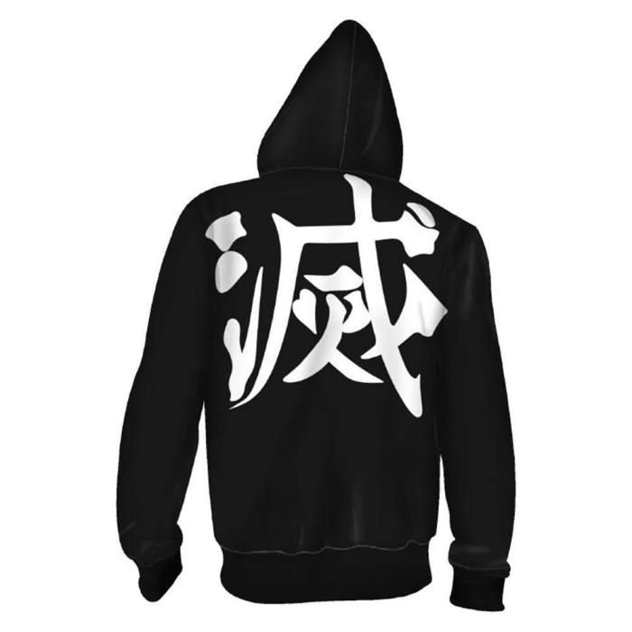 Unisex Demon Slayer Kimetsu No Yaiba Cosplay Hoodies Zip Up 3d Print Jacket Sweatshirt