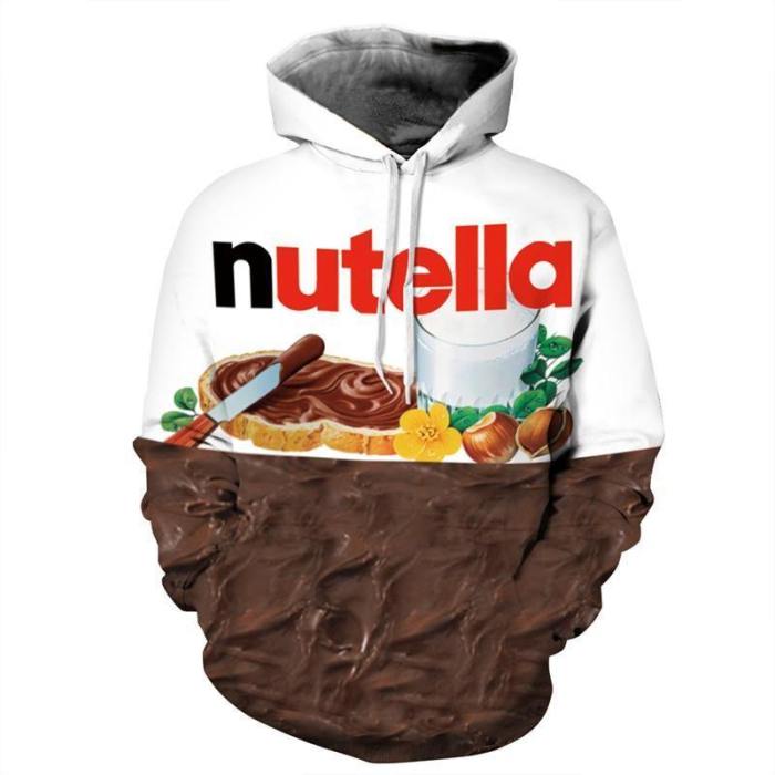 Mens Hoodies 3D Printed Nutella Printing Hooded