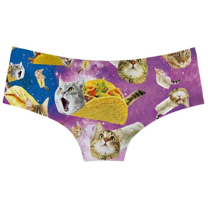 Womens Taco Cat Pussycat Underwears Panty Beathable Moisture Wicking Lingerie Briefs