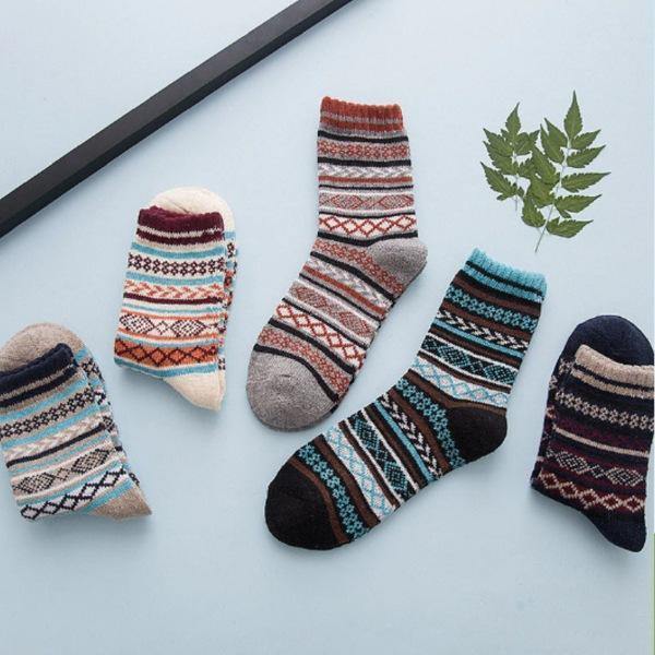 Cozy Striped Winter Wool Socks Set
