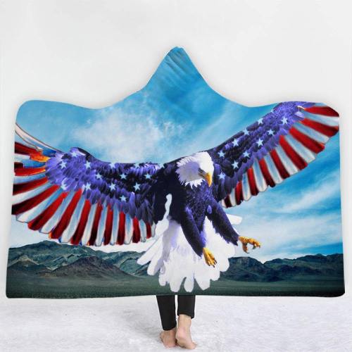 Fly High American Eagle Hooded Blanket