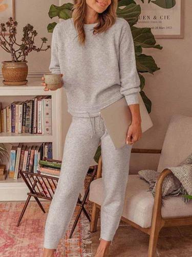 Crew Neck Pullover And Jogger Pants Lounge Tracksuit