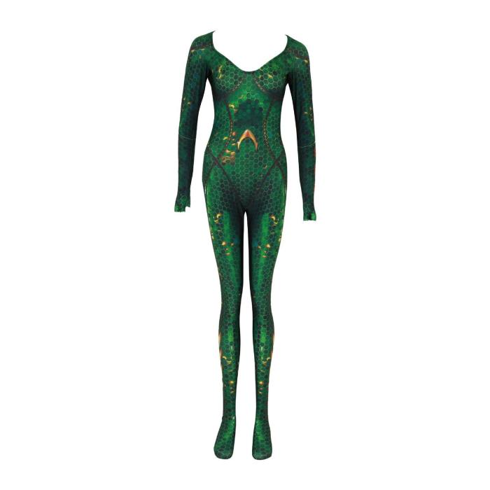 Aquaman Mera Jumpsuit Zentai Cosplay Mera Bodysuit Costume Halloween Women Kids