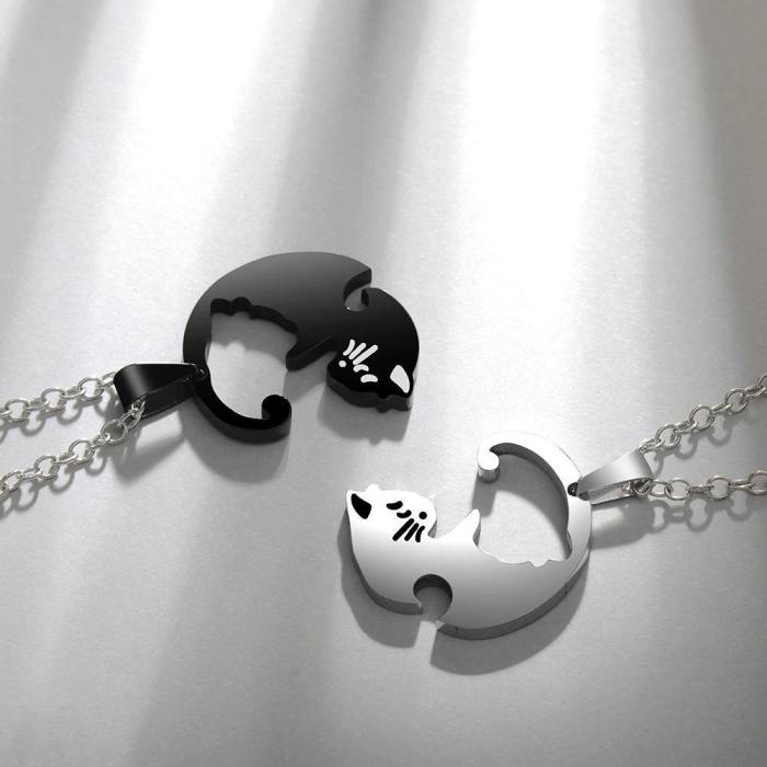 Yin Yang Cat Couple Necklace