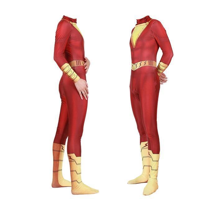 Shazam Billy Batson Halloween Costume Bodysuit Jumpsuits With Cloak
