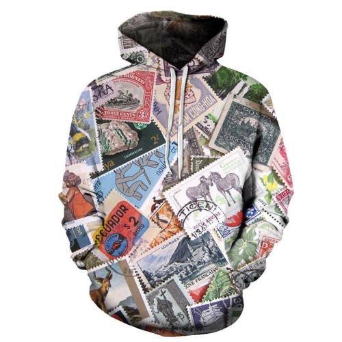 Stamps All-Over 3D Hoodie Sweatshirt Pullover