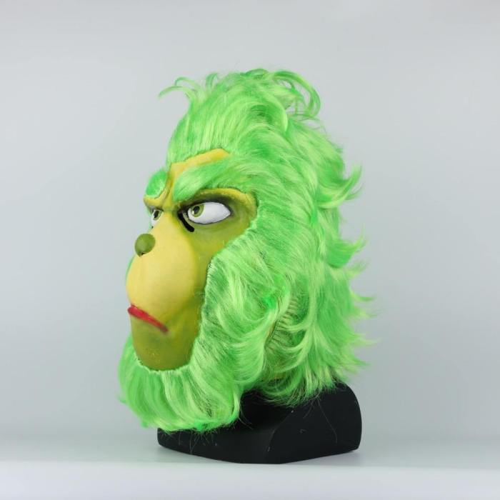 Grinch Mask  Green Latex Party Cosplay Mask With Further Halloween Props