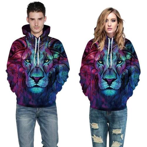 3D Print Hoodie - Wolf Patterned Pullover Hoodie