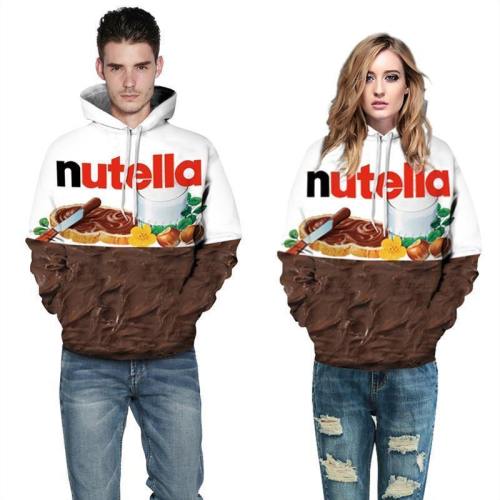 Mens Hoodies 3D Printed Nutella Printing Hooded