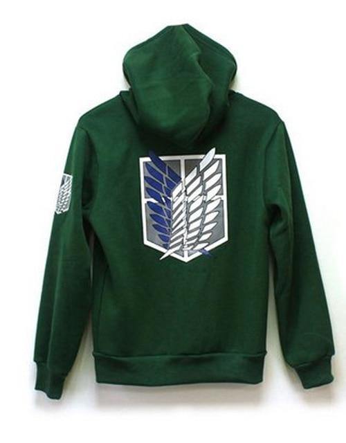 2 Colors Anime Attack On Titan Unisex Cosplay Costume Green/Black Hoodie Scouting Legion Hooded Jacket